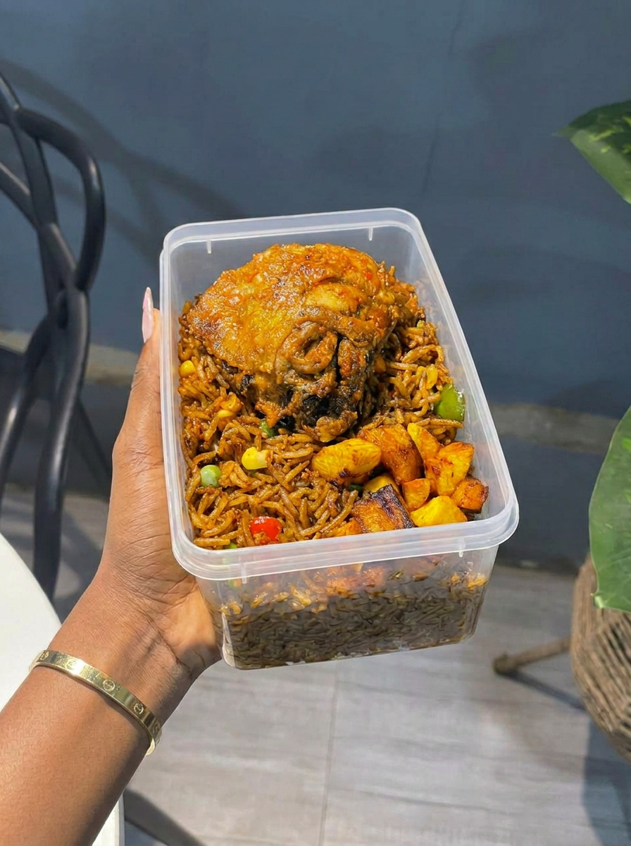 Rice, Chicken & Plantain — Rice, chicken & plantain · photo-edited serving preview